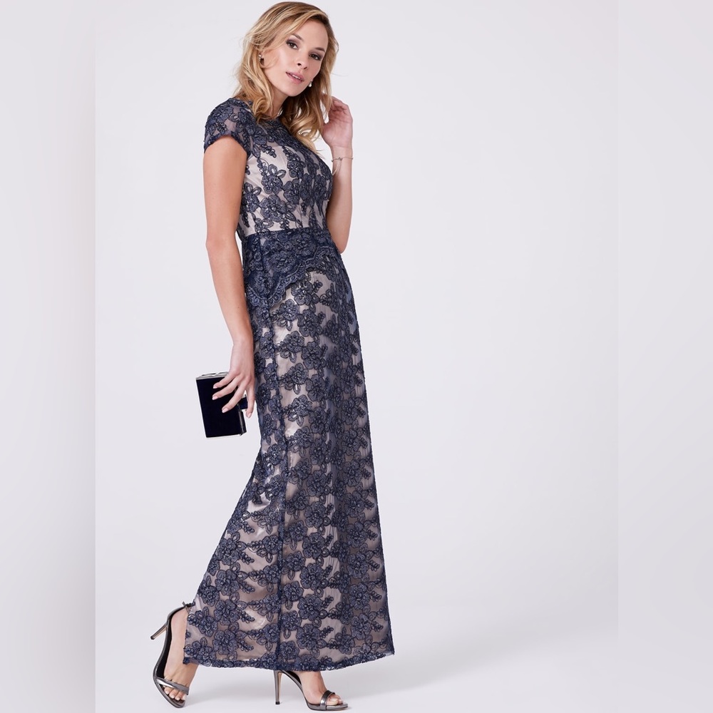 Decode 1.8 - Off The Shoulder Glitter Lace Dress Blue formal Lace Dress size 4